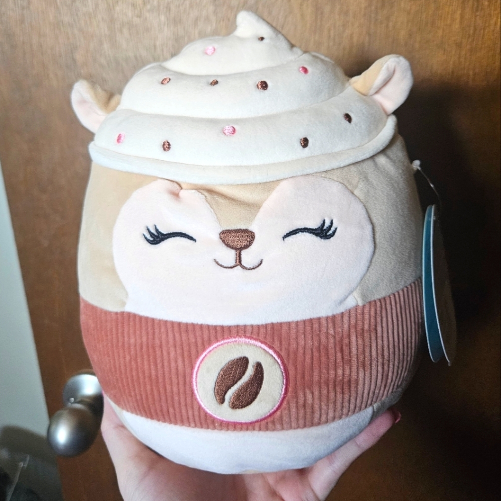 NWT Reza the Coffee Bean Latte Squirrel 8" Squishmallow